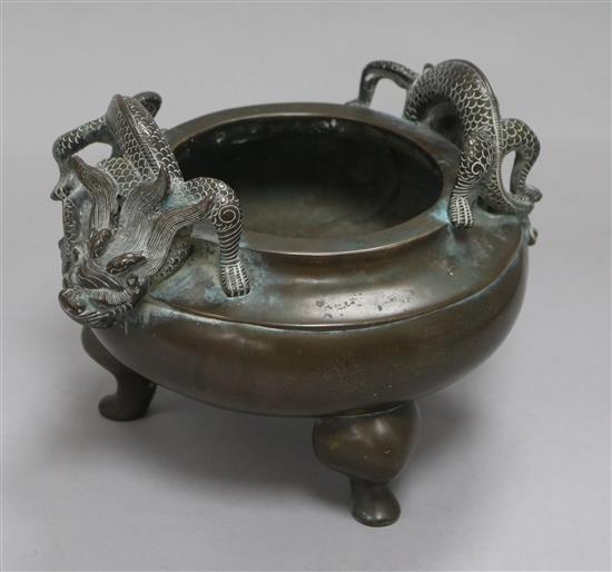 A Chinese bronze tripod censer